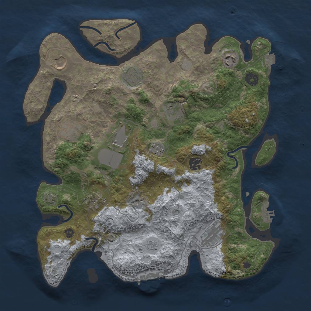 Rust Map: Procedural Map, Size: 3500, Seed: 2059650280, 18 Monuments