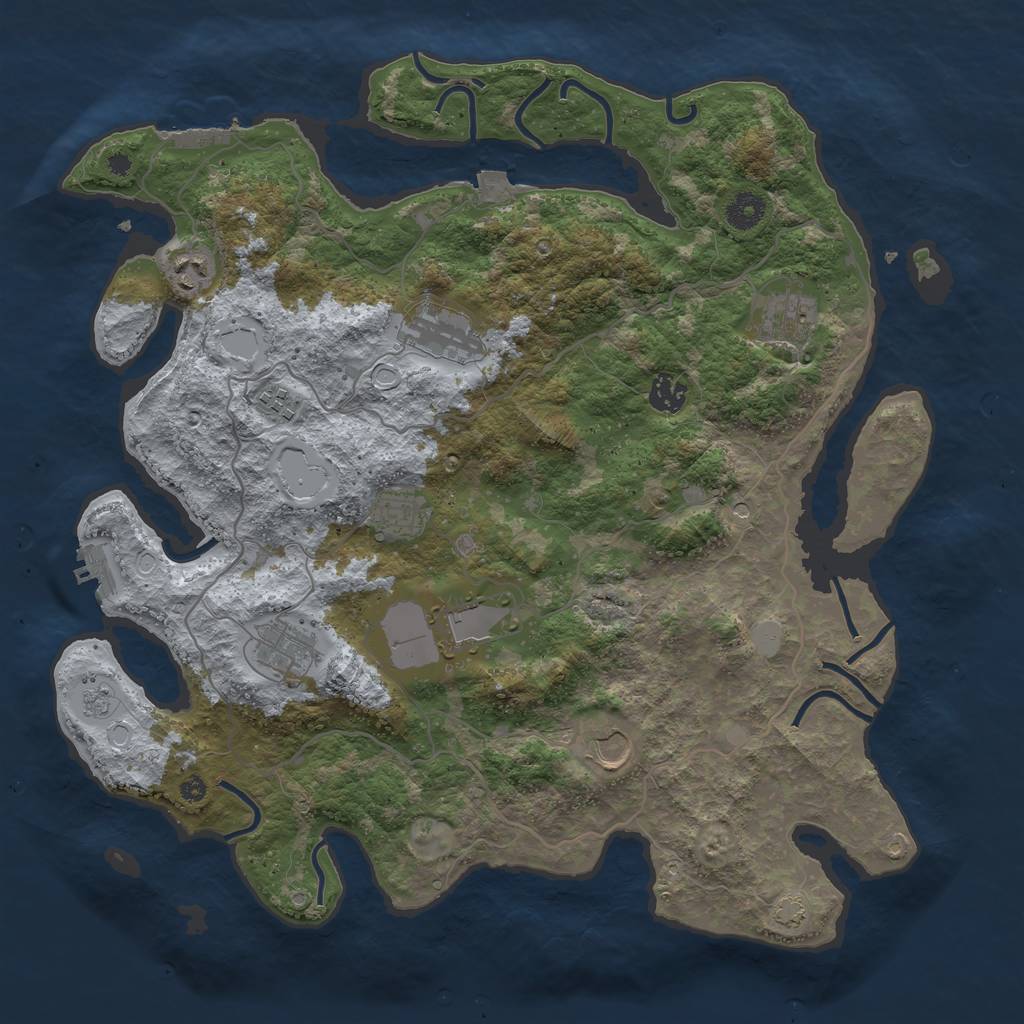 Rust Map: Procedural Map, Size: 4000, Seed: 995054518, 17 Monuments