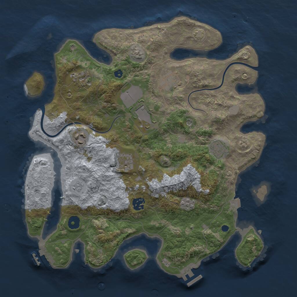 Rust Map: Procedural Map, Size: 3500, Seed: 4343, 14 Monuments