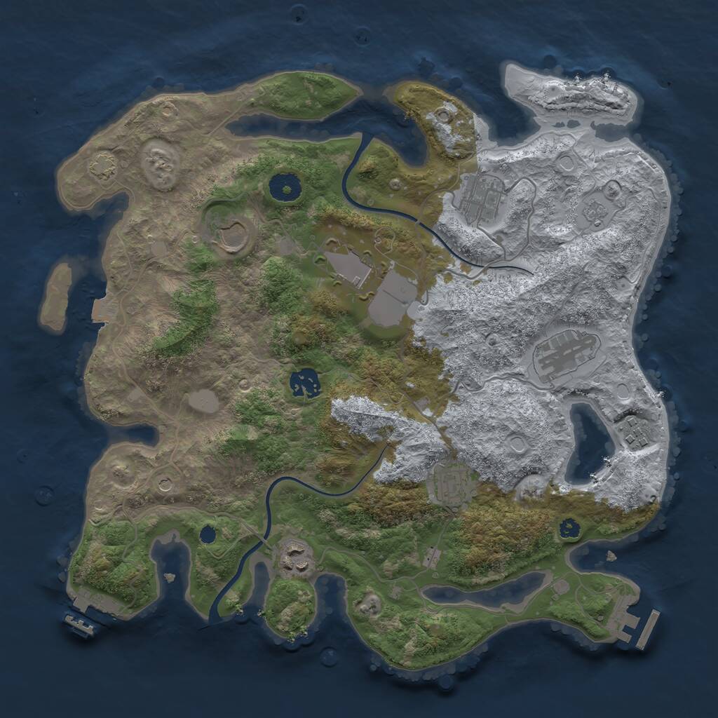 Rust Map: Procedural Map, Size: 3500, Seed: 9072303, 14 Monuments