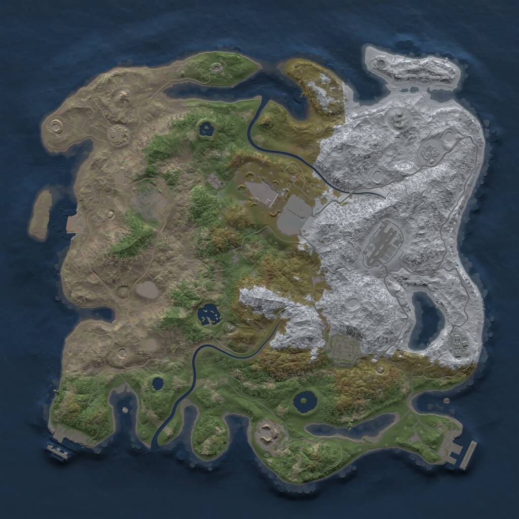 Rust Map: Procedural Map, Size: 3500, Seed: 9072303, 13 Monuments
