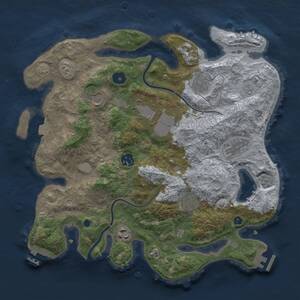 Thumbnail Rust Map: Procedural Map, Size: 3500, Seed: 9072303, 14 Monuments