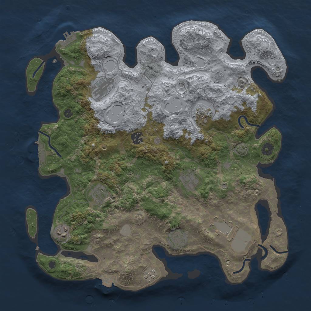 Rust Map: Procedural Map, Size: 3750, Seed: 407209257, 17 Monuments