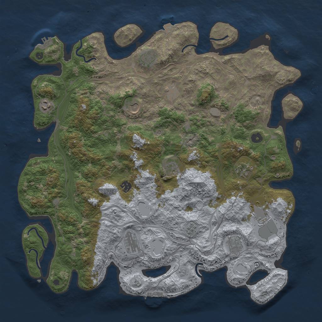 Rust Map: Procedural Map, Size: 4500, Seed: 341610036, 19 Monuments