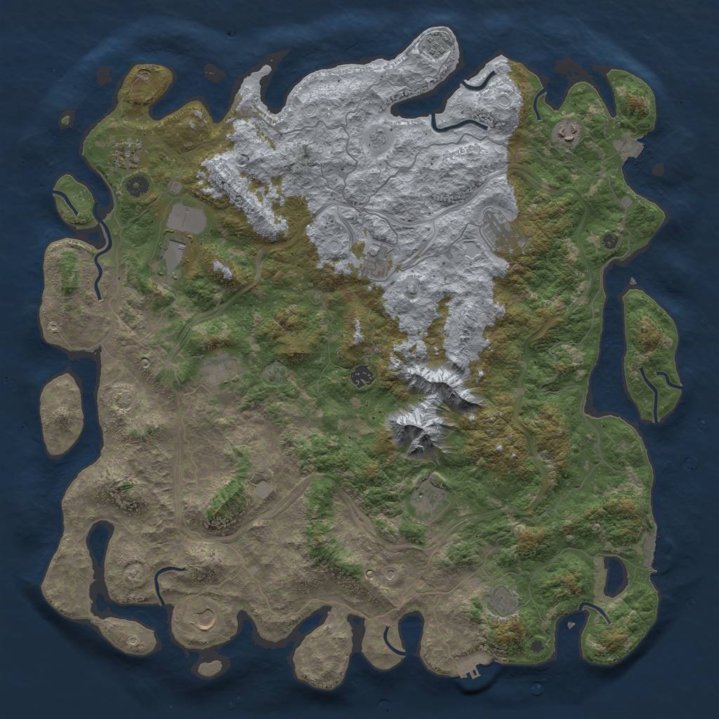 Rust Map: Procedural Map, Size: 5000, Seed: 1018542703, 19 Monuments