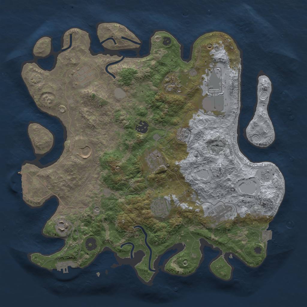 Rust Map: Procedural Map, Size: 3700, Seed: 102179911, 18 Monuments