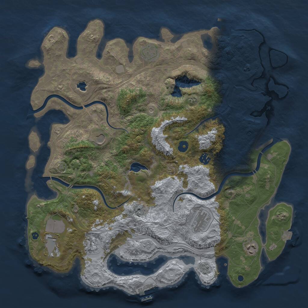 Rust Map: Procedural Map, Size: 4250, Seed: 1030654510, 14 Monuments
