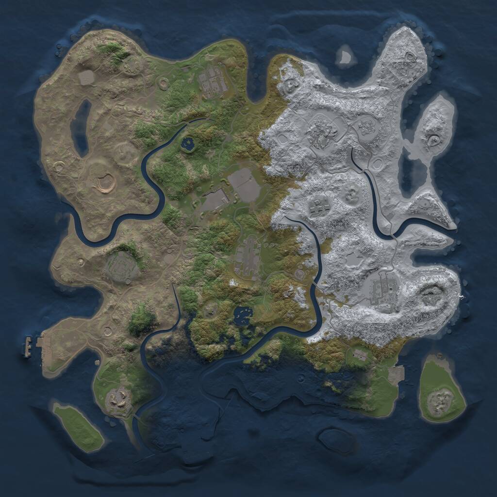 Rust Map: Procedural Map, Size: 3800, Seed: 214258395, 16 Monuments