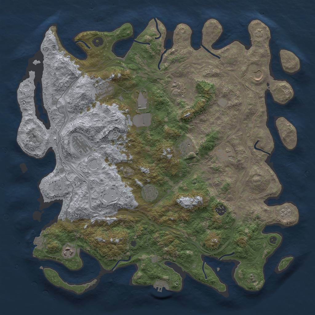 Rust Map: Procedural Map, Size: 4500, Seed: 947213702, 18 Monuments
