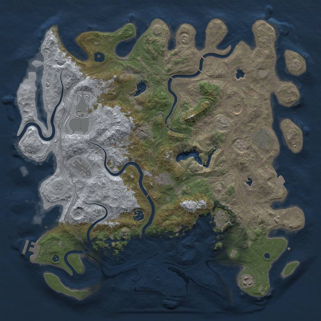 Rust Map: Procedural Map, Size: 4500, Seed: 947213702, 16 Monuments