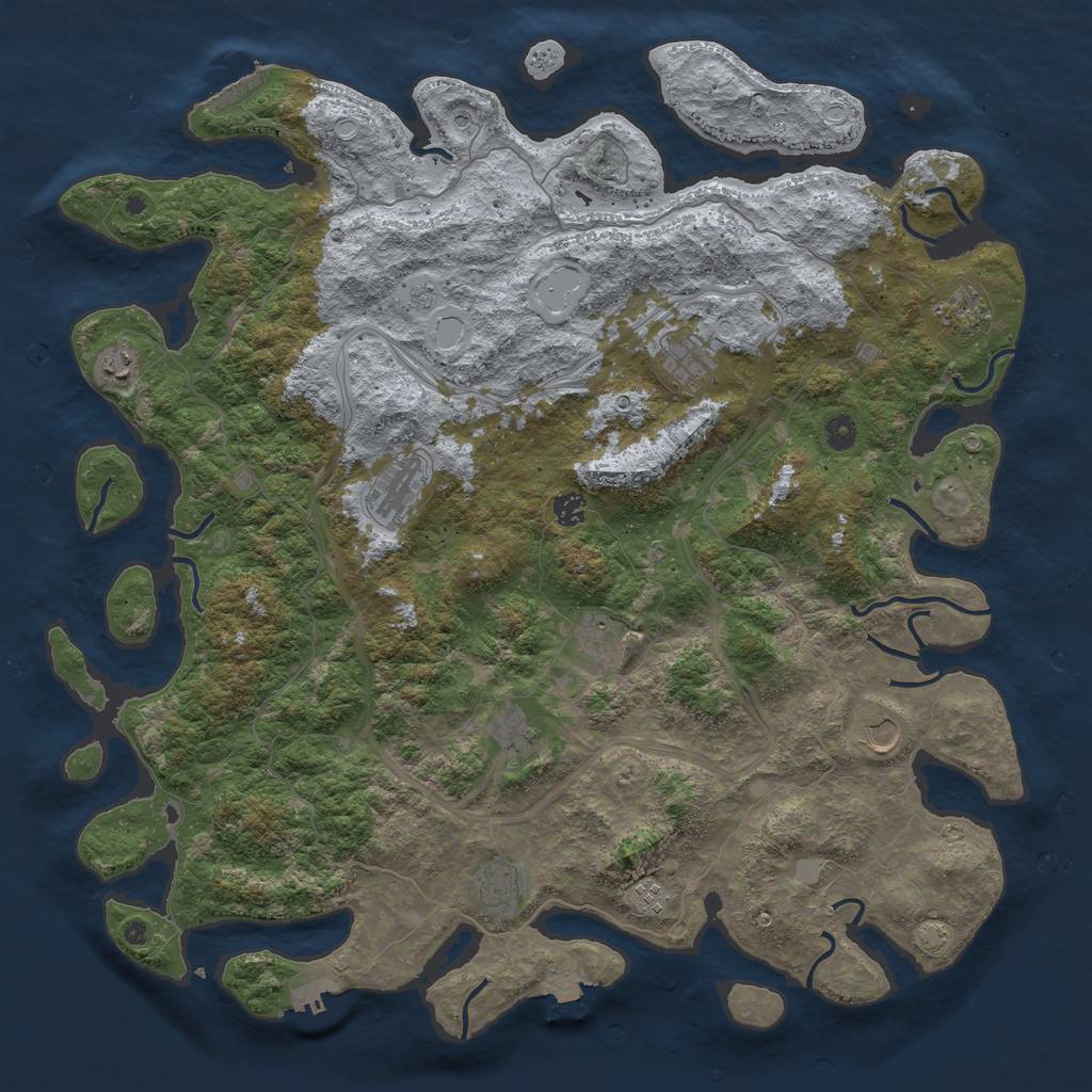 Rust Map: Procedural Map, Size: 4800, Seed: 1837514016, 18 Monuments