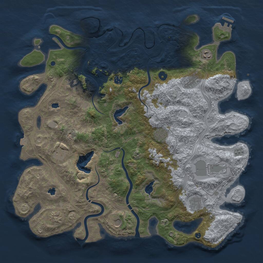 Rust Map: Procedural Map, Size: 4500, Seed: 1415109408, 16 Monuments