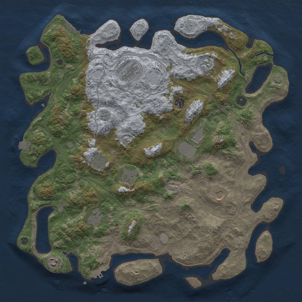 Rust Map: Procedural Map, Size: 4500, Seed: 80721073, 18 Monuments