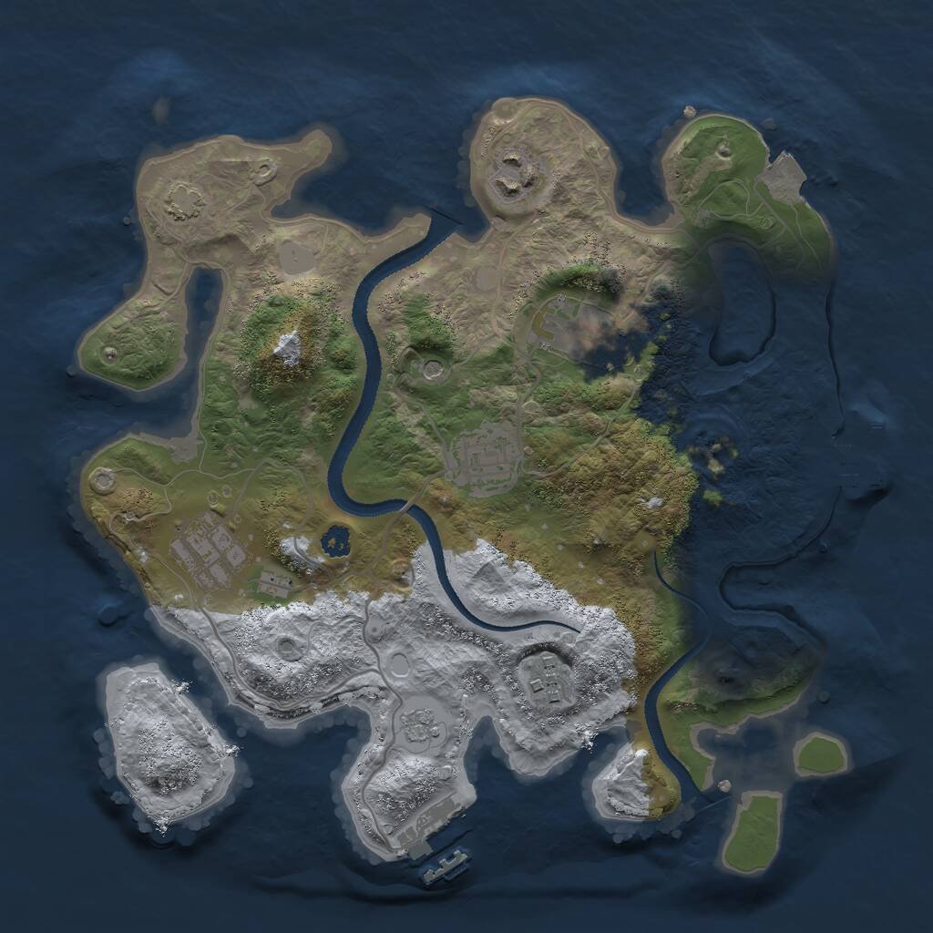 Rust Map: Procedural Map, Size: 3000, Seed: 1827133870, 11 Monuments