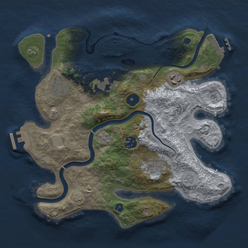 Rust Map: Procedural Map, Size: 3000, Seed: 66453043, 12 Monuments
