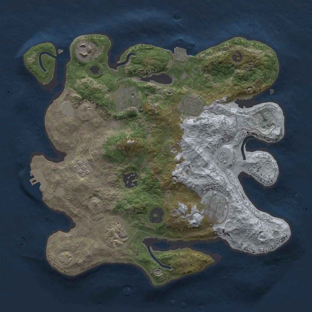 Rust Map: Procedural Map, Size: 3000, Seed: 66453043, 14 Monuments