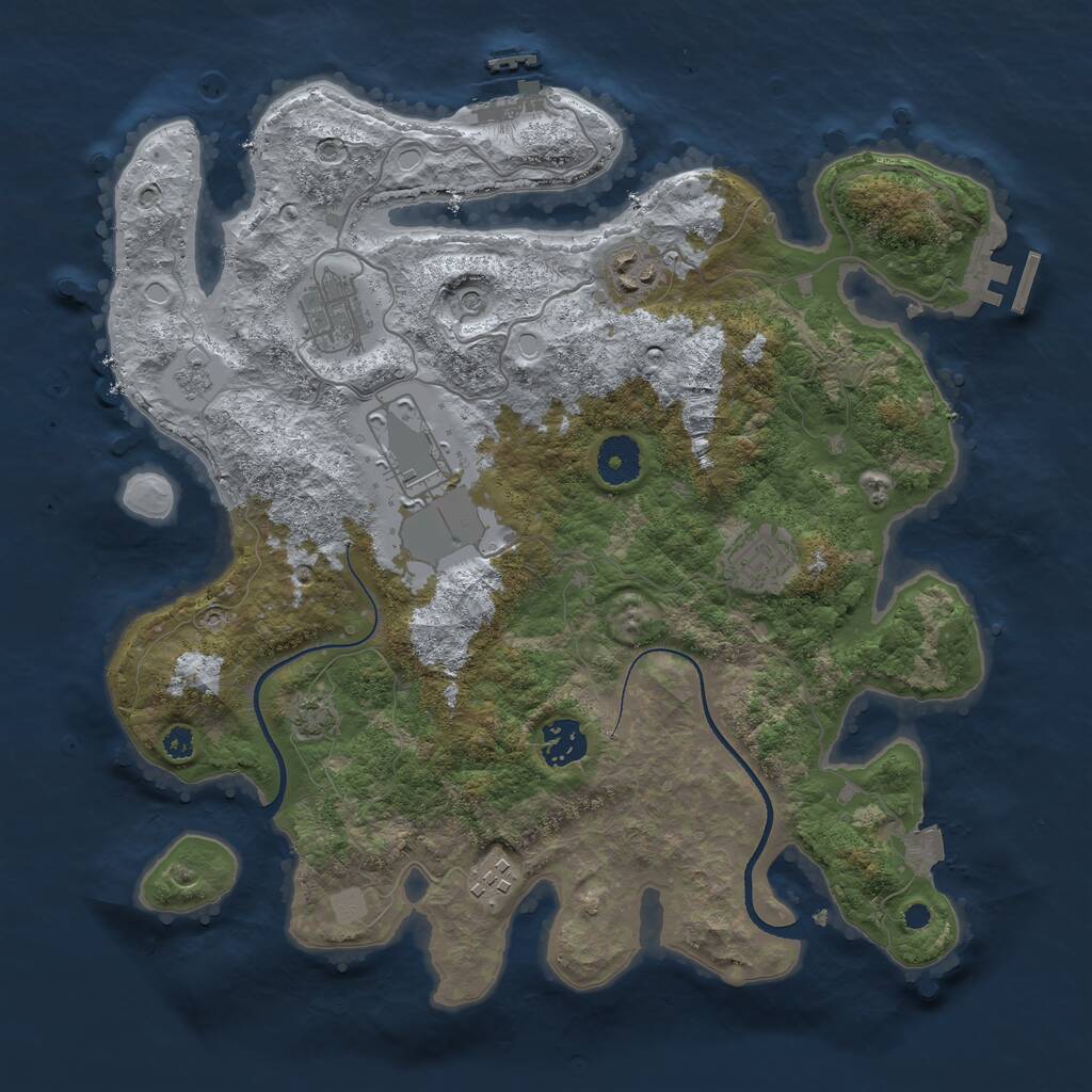 Rust Map: Procedural Map, Size: 3500, Seed: 315823869, 12 Monuments