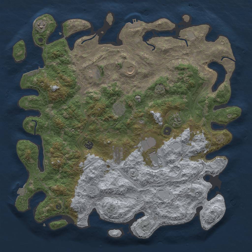 Rust Map: Procedural Map, Size: 4500, Seed: 1308, 17 Monuments