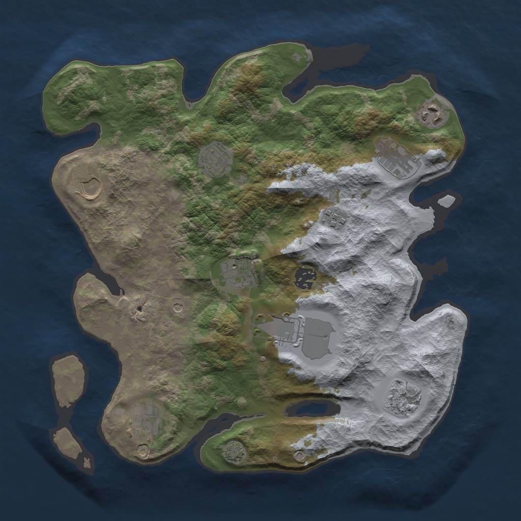 Rust Map: Barren, Size: 3500, Seed: 9955996, 14 Monuments