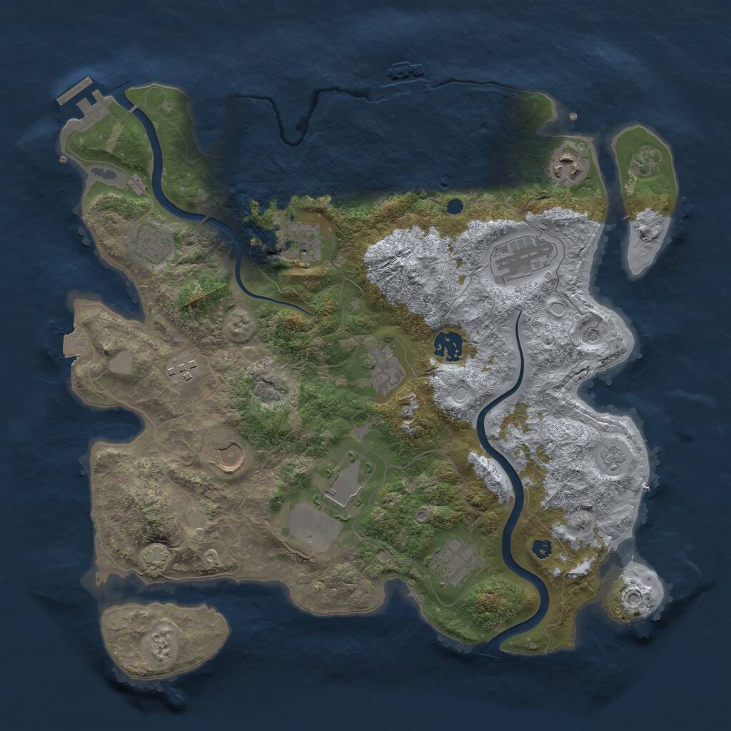 Rust Map: Procedural Map, Size: 3700, Seed: 152643790, 16 Monuments