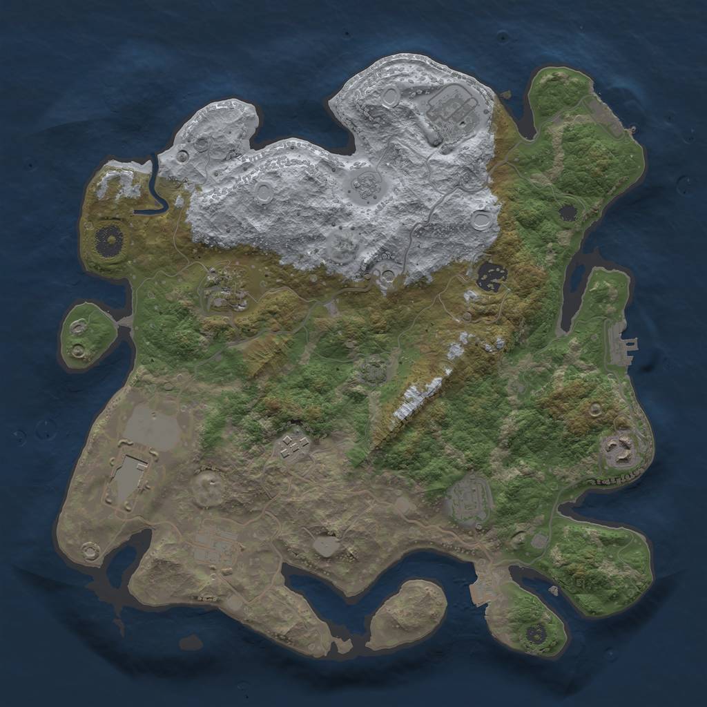 Rust Map: Procedural Map, Size: 3500, Seed: 16108033, 16 Monuments