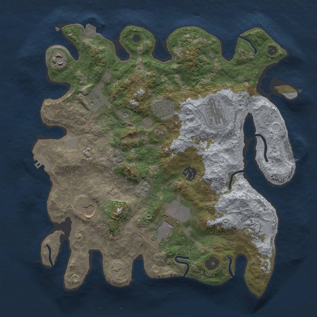 Rust Map: Procedural Map, Size: 3500, Seed: 1232413725, 17 Monuments
