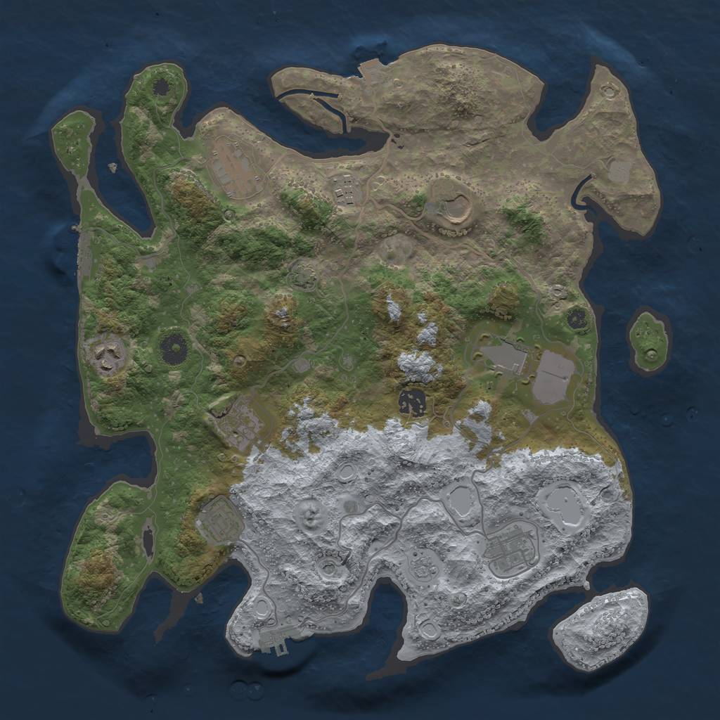 Rust Map: Procedural Map, Size: 3700, Seed: 9157567, 17 Monuments