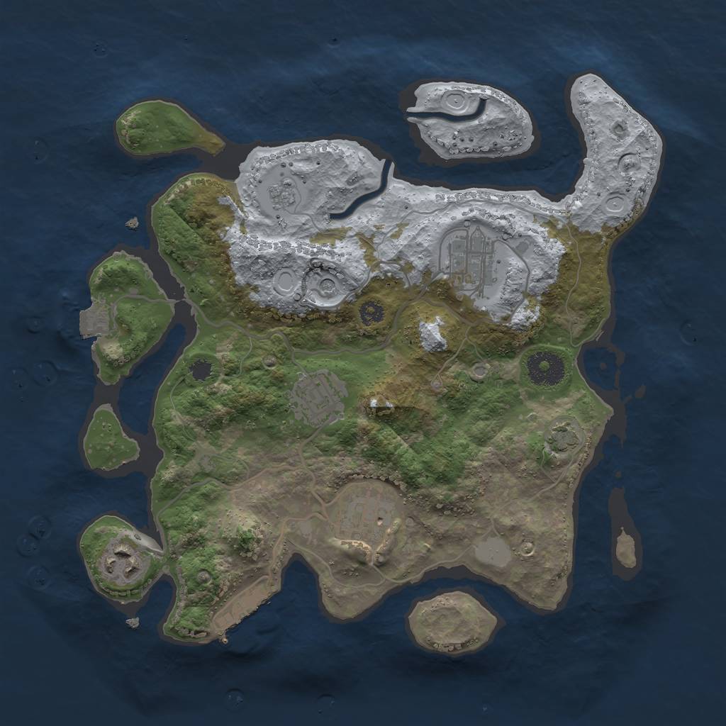 Rust Map: Procedural Map, Size: 3000, Seed: 2076126547, 11 Monuments