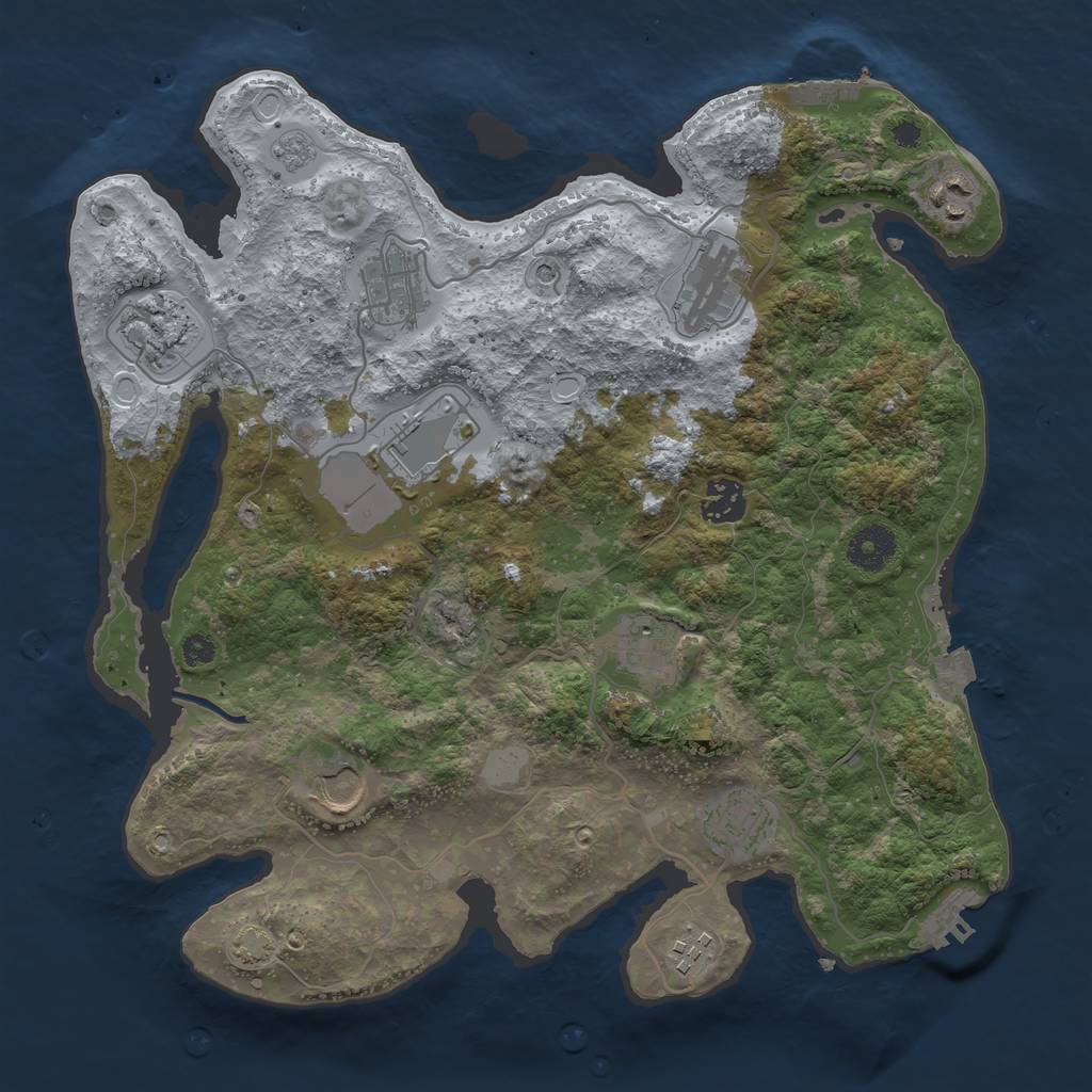 Rust Map: Procedural Map, Size: 3500, Seed: 1847303613, 18 Monuments