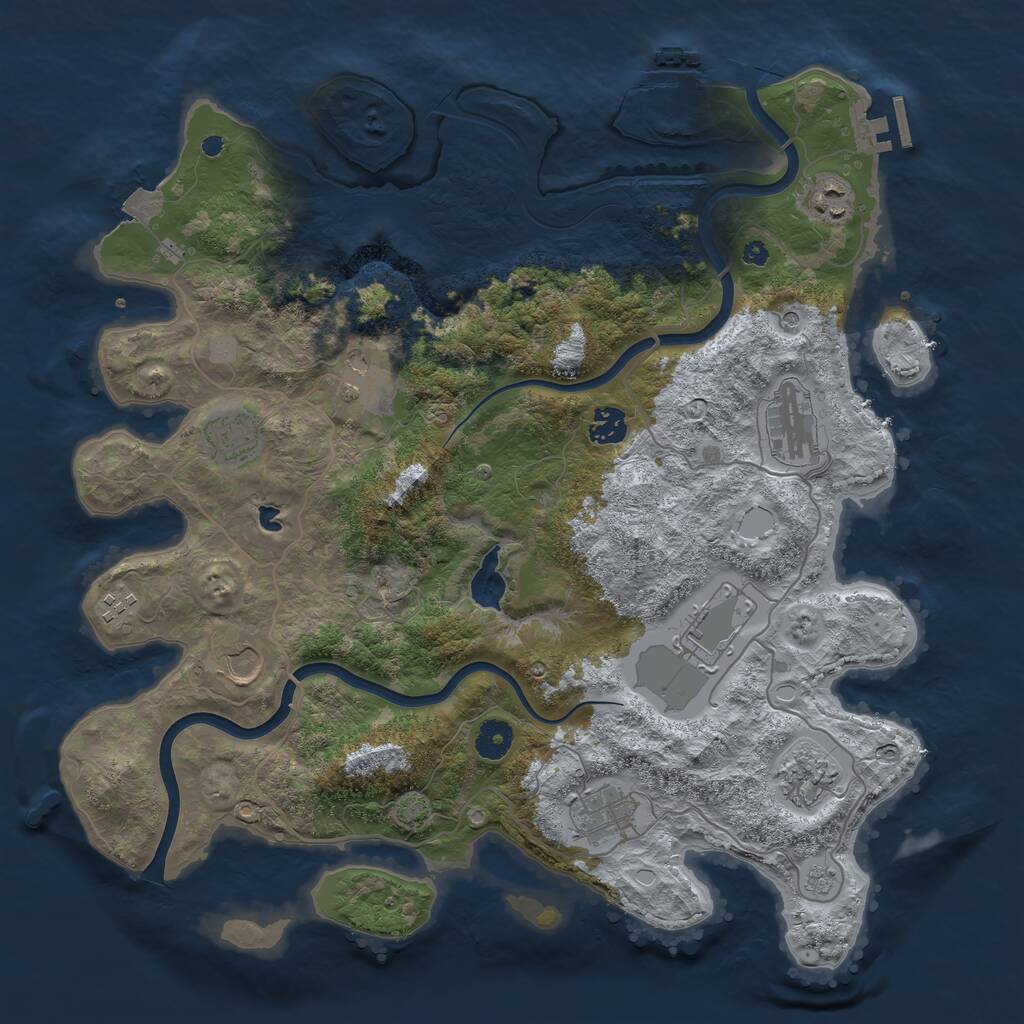 Rust Map: Procedural Map, Size: 4000, Seed: 1127800467, 16 Monuments