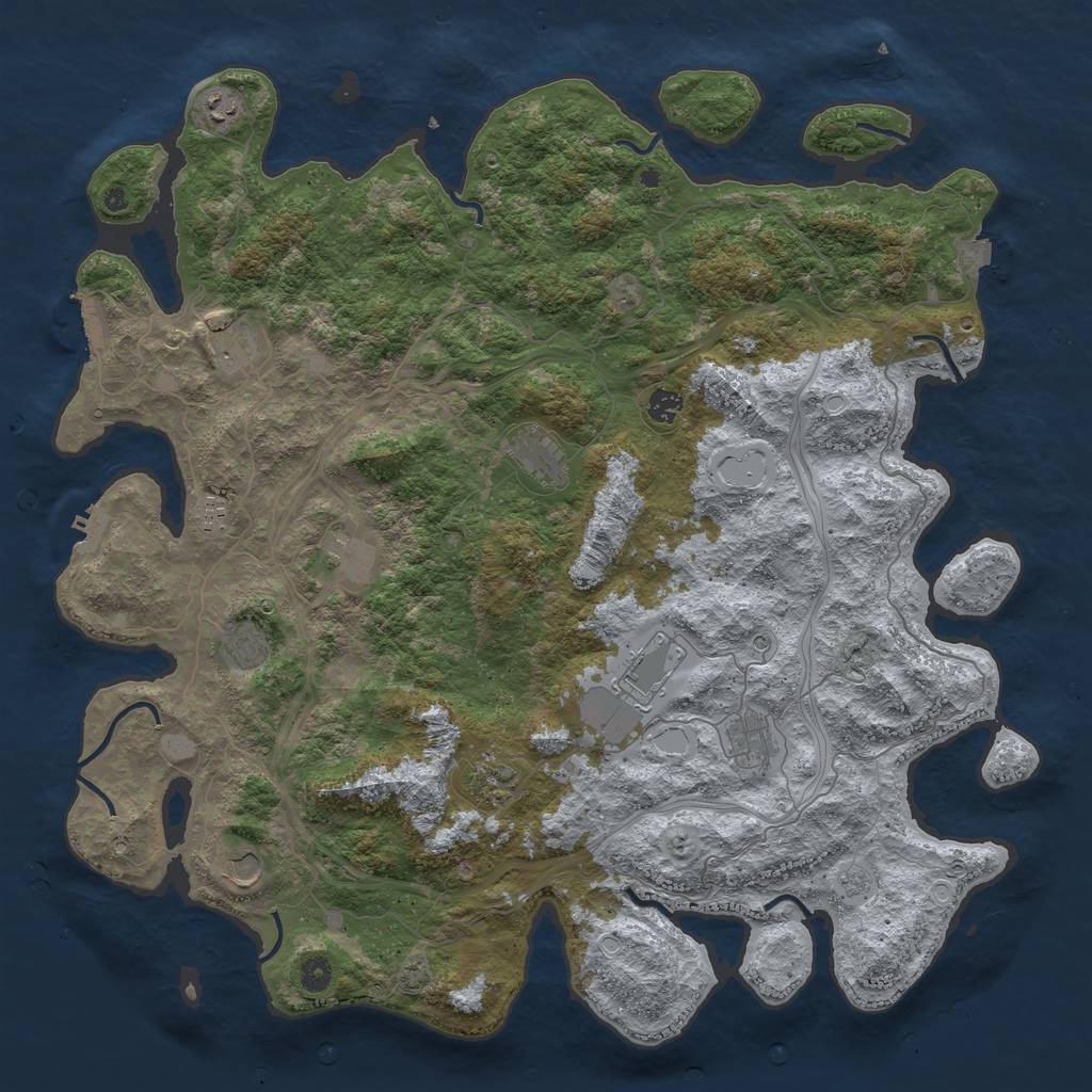 Rust Map: Procedural Map, Size: 4800, Seed: 1204072558, 19 Monuments