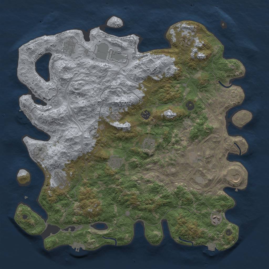 Rust Map: Procedural Map, Size: 4500, Seed: 1607091311, 19 Monuments