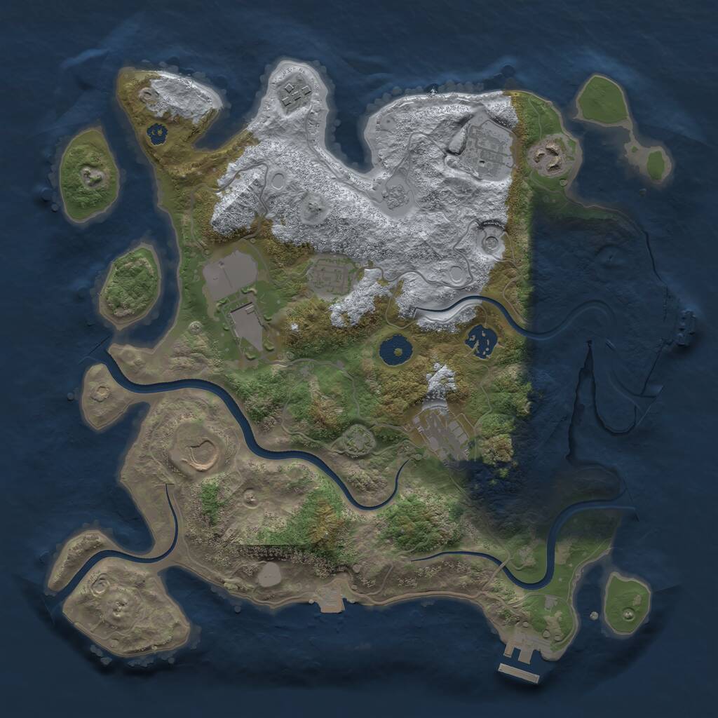 Rust Map: Procedural Map, Size: 3500, Seed: 2013303269, 14 Monuments