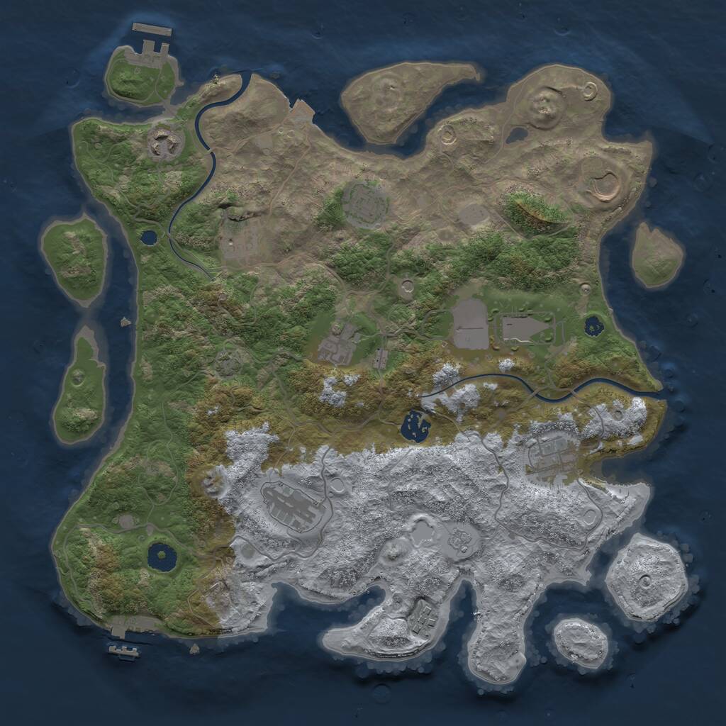 Rust Map: Procedural Map, Size: 3750, Seed: 230803009, 16 Monuments