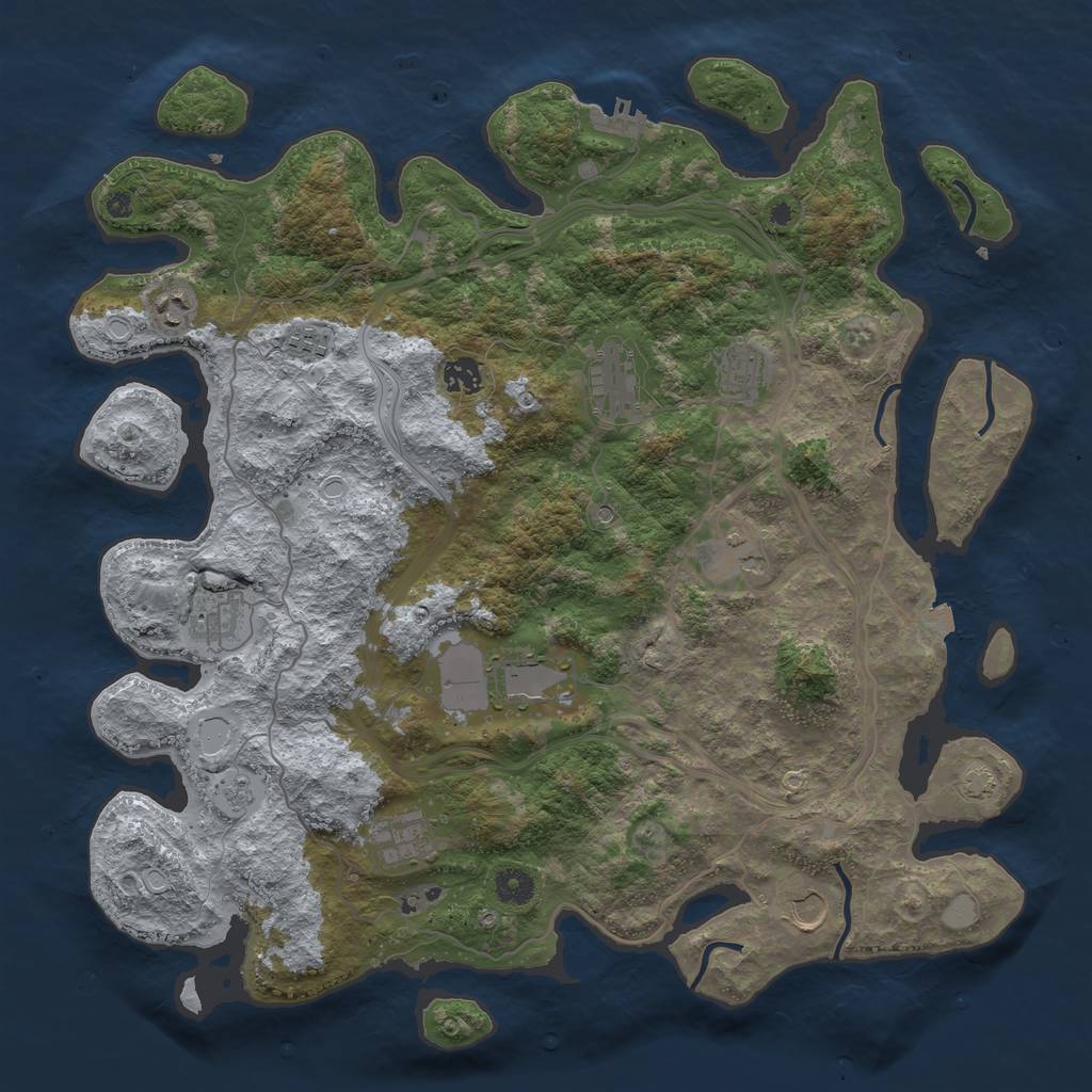 Rust Map: Procedural Map, Size: 4250, Seed: 2128695165, 17 Monuments