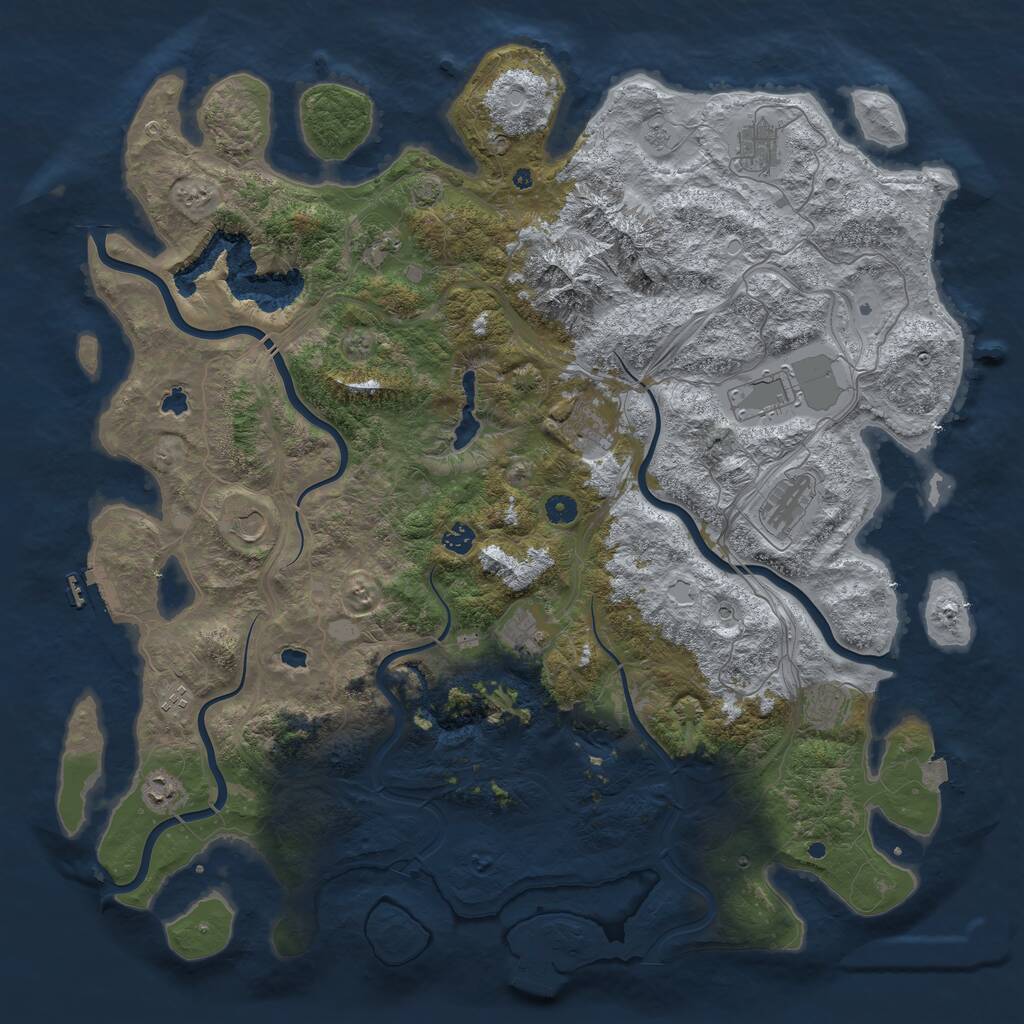 Rust Map: Procedural Map, Size: 5000, Seed: 76945, 17 Monuments