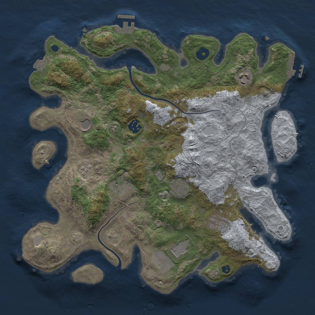 Rust Map: Procedural Map, Size: 3700, Seed: 424176270, 14 Monuments