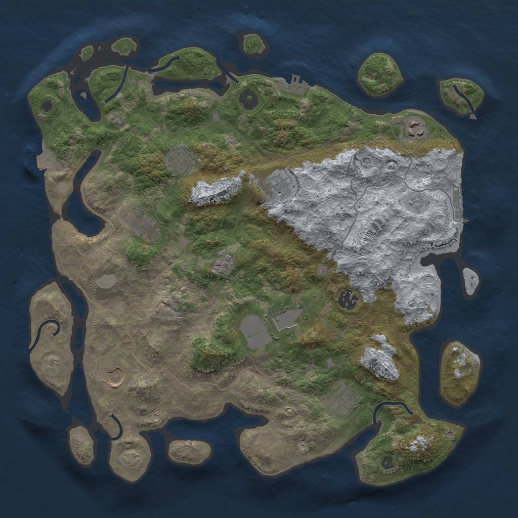 Rust Map: Procedural Map, Size: 4000, Seed: 648194748, 17 Monuments