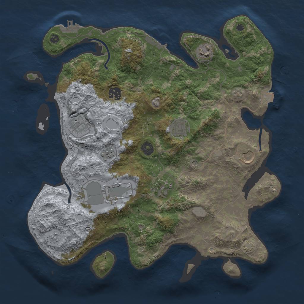 Rust Map: Procedural Map, Size: 3500, Seed: 213087676, 16 Monuments