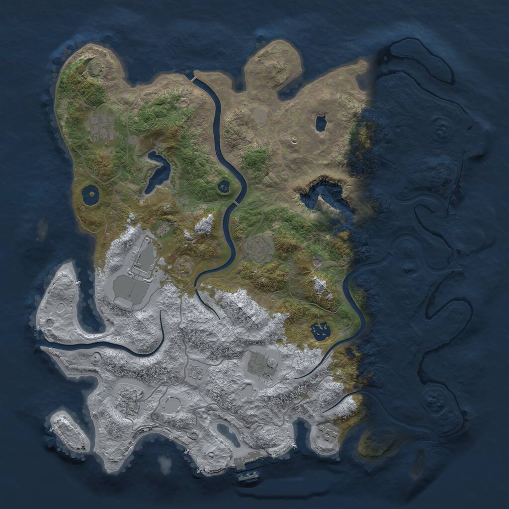 Rust Map: Procedural Map, Size: 4000, Seed: 1114076445, 13 Monuments