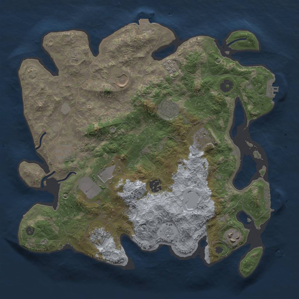 Rust Map: Procedural Map, Size: 3500, Seed: 1696531592, 17 Monuments