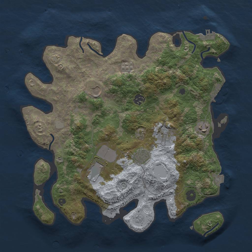 Rust Map: Procedural Map, Size: 3500, Seed: 1294450214, 15 Monuments