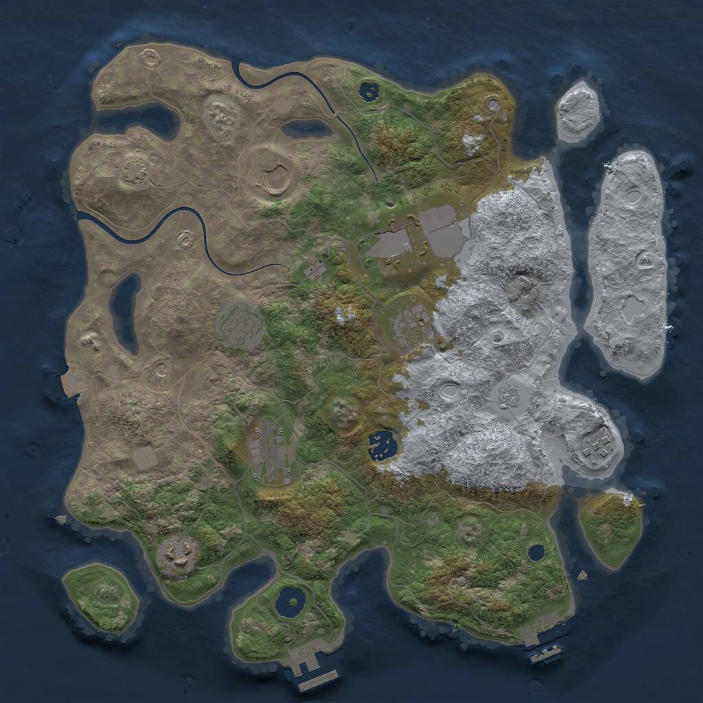 Rust Map: Procedural Map, Size: 3500, Seed: 1258169987, 14 Monuments