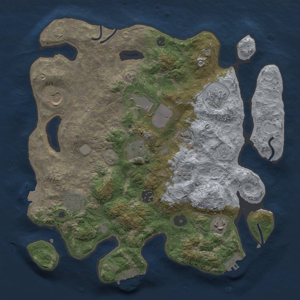 Rust Map: Procedural Map, Size: 3500, Seed: 1258169987, 16 Monuments