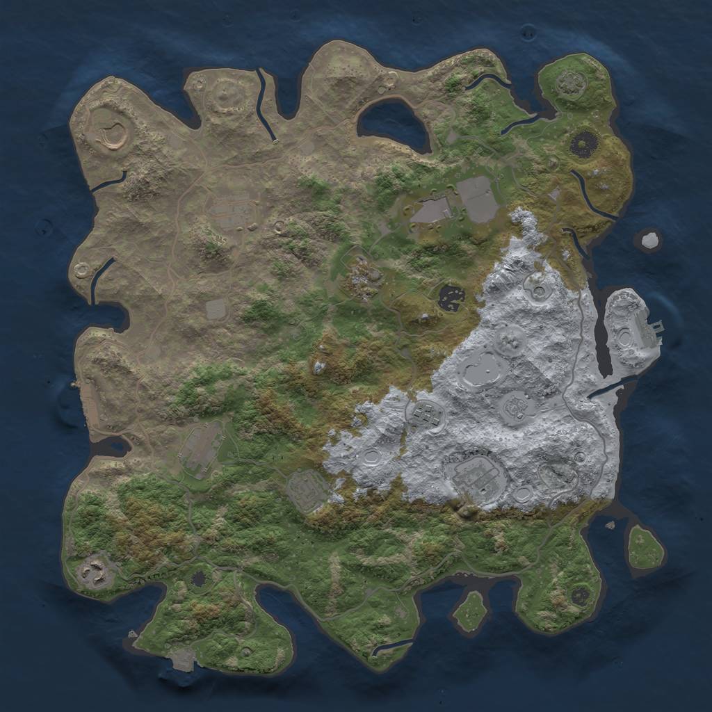 Rust Map: Procedural Map, Size: 4000, Seed: 1303998536, 18 Monuments