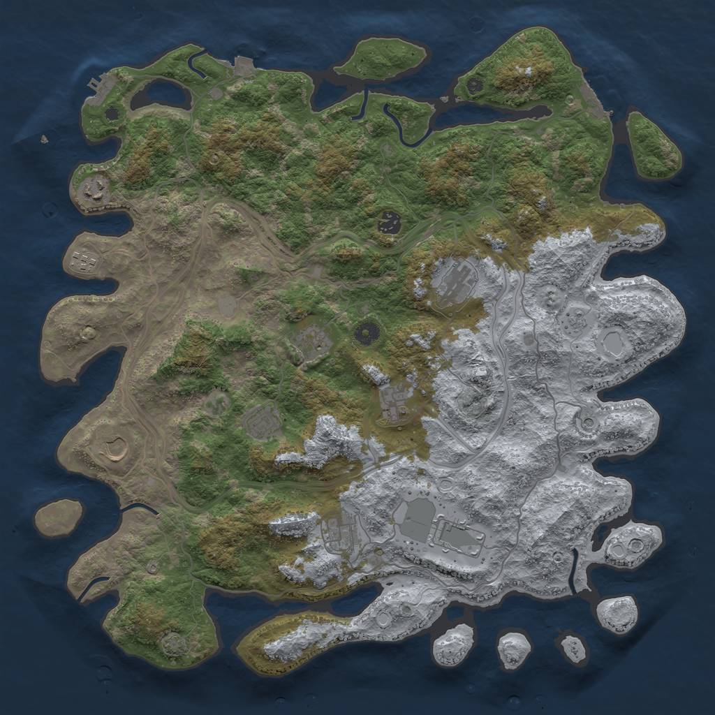 Rust Map: Procedural Map, Size: 4500, Seed: 339541653, 18 Monuments