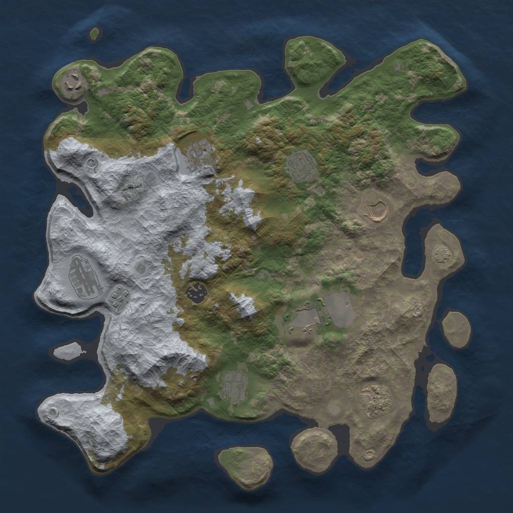 Rust Map: Barren, Size: 3850, Seed: 56246392, 14 Monuments