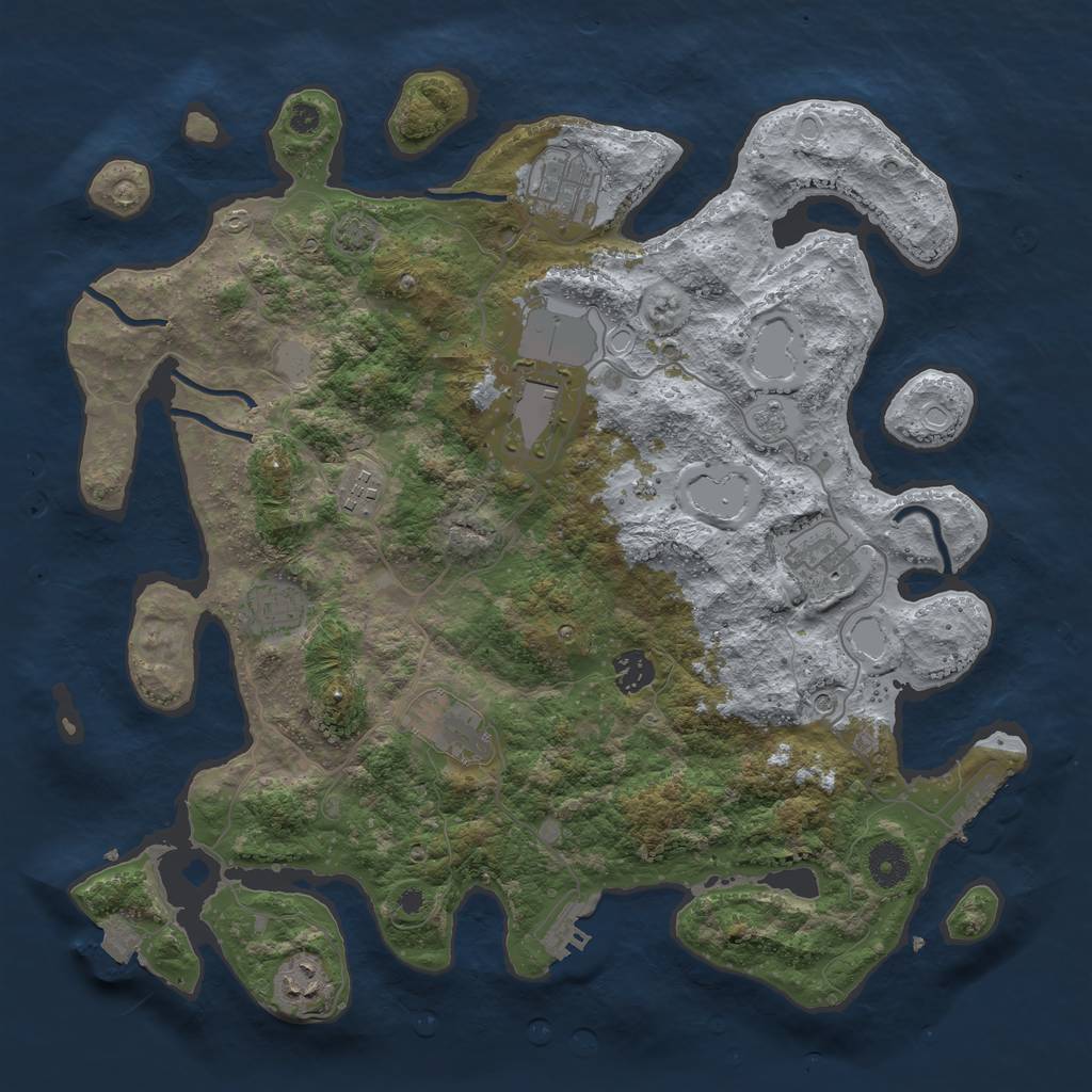 Rust Map: Procedural Map, Size: 3850, Seed: 82348637, 16 Monuments