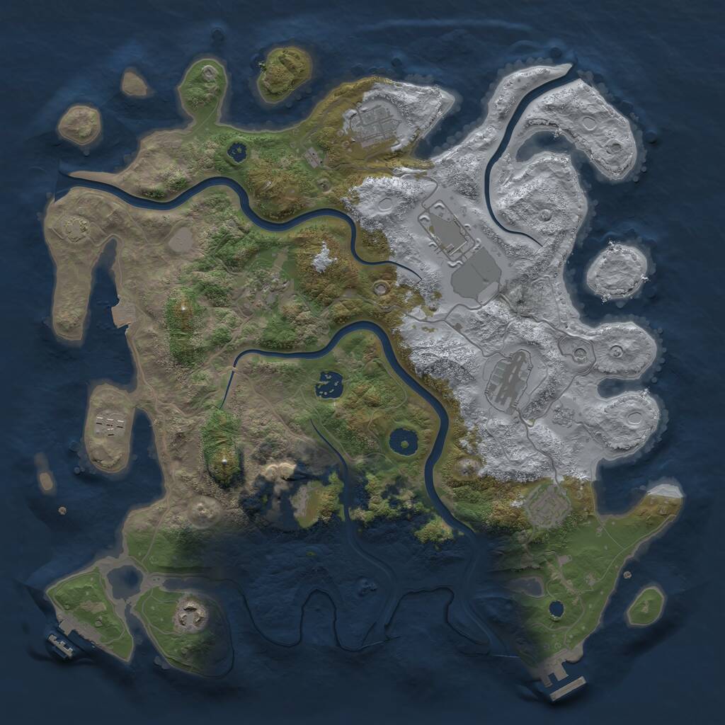 Rust Map: Procedural Map, Size: 3850, Seed: 82348637, 15 Monuments