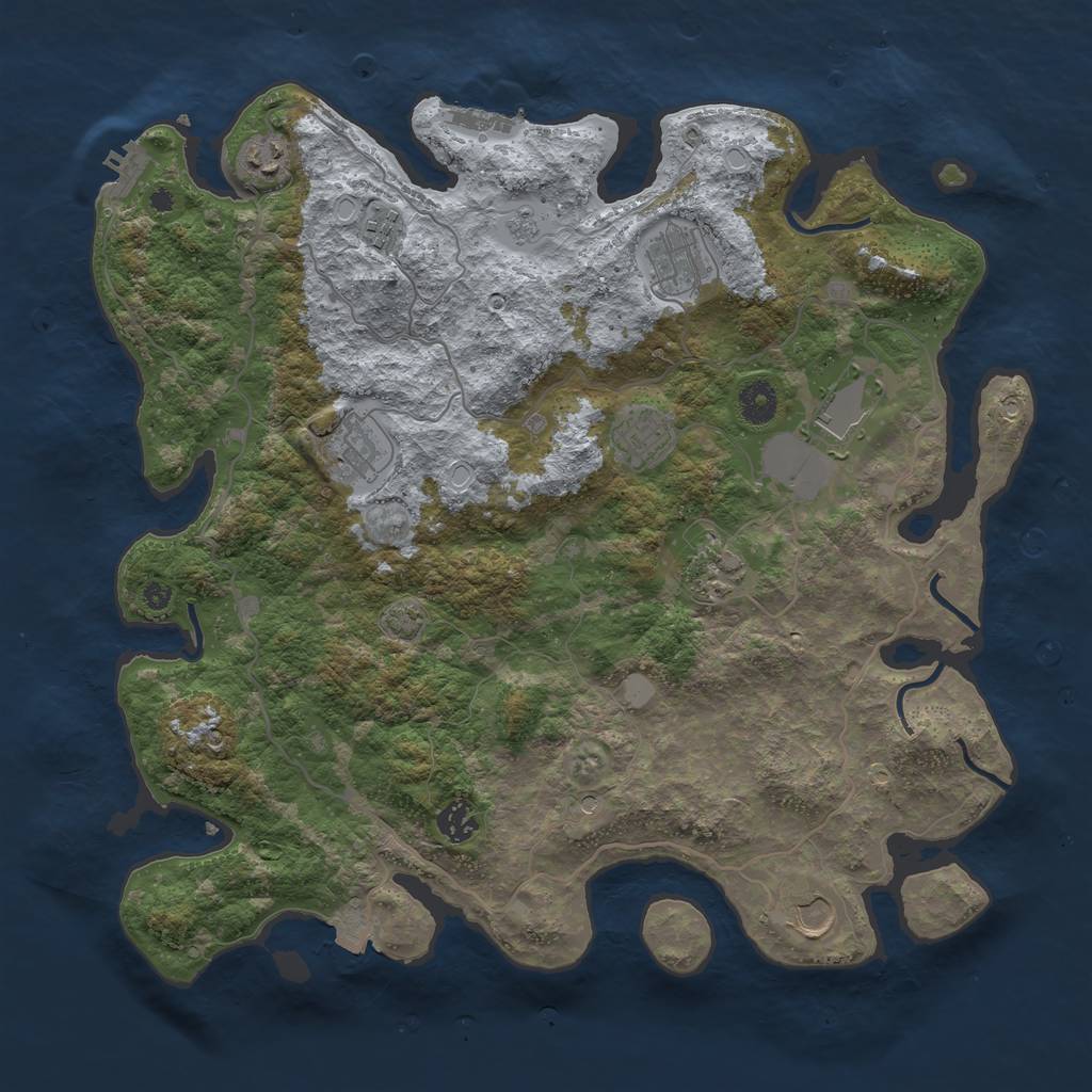 Rust Map: Procedural Map, Size: 4000, Seed: 180644111, 17 Monuments